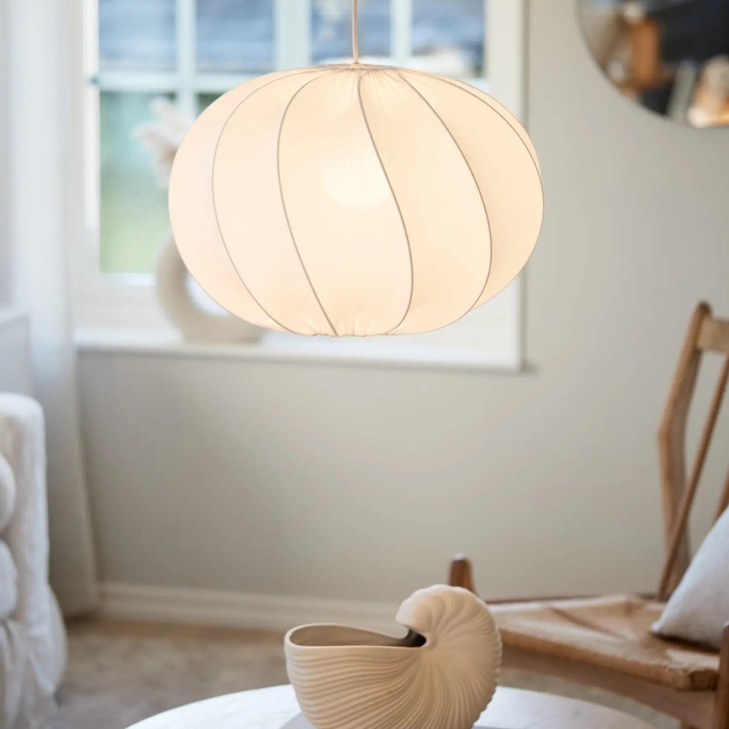B-Ware Pr Home Pendelleuchte Hängelampe Olivia Textilschirm Weiß Leuchte Esszimmer - 7330976139705