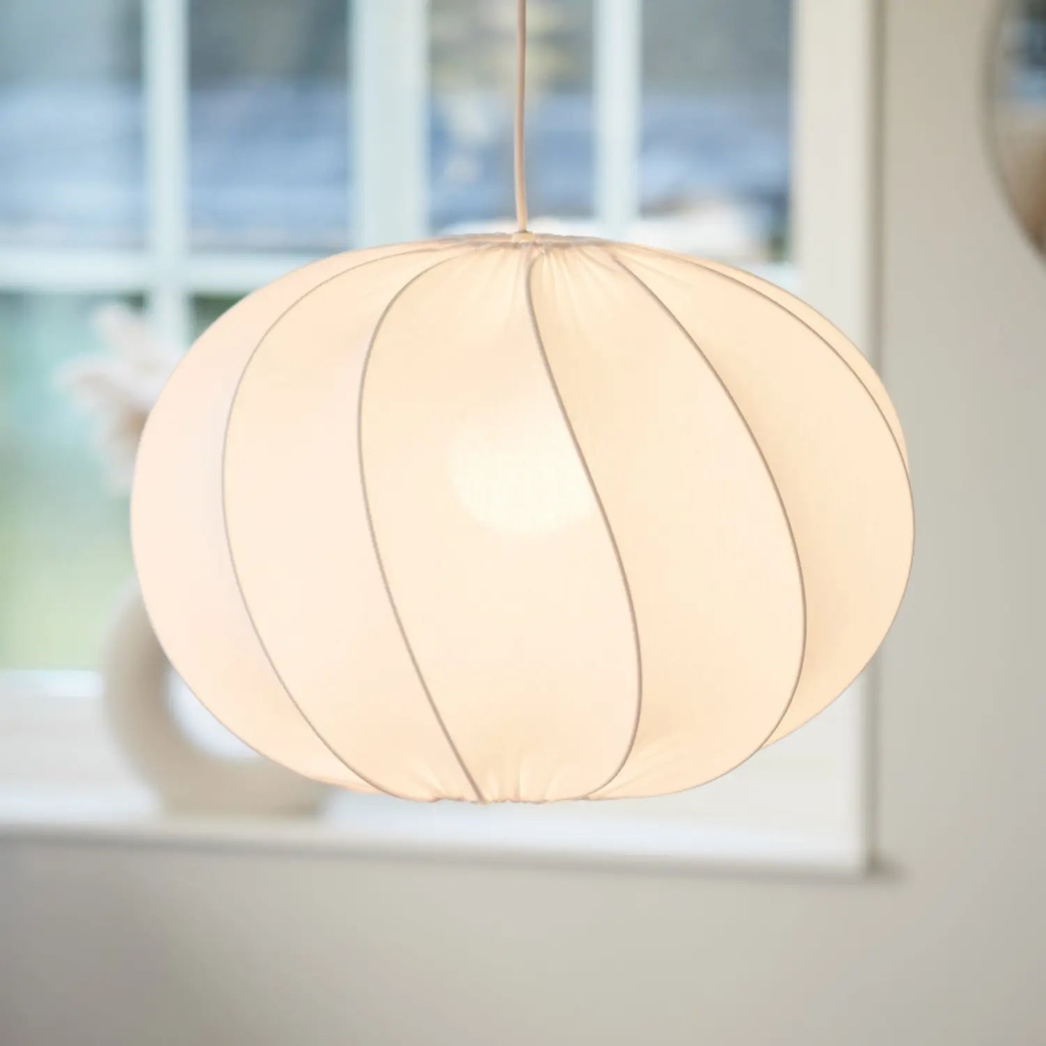 B-Ware Pr Home Pendelleuchte Hängelampe Olivia Textilschirm Weiß Leuchte Esszimmer - 7330976139705