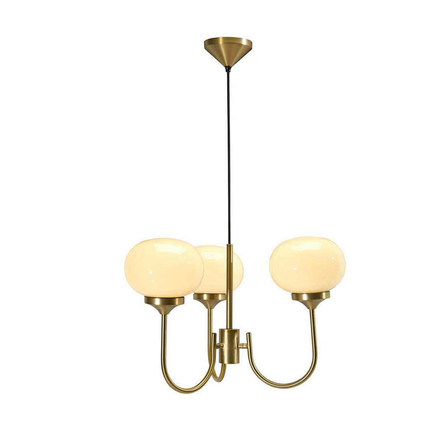 Pr Home Kronleuchter Hängeleuchte Elsy Messingfarben Glas Creme 3 Flammig E14    B-Ware - 7330976140688