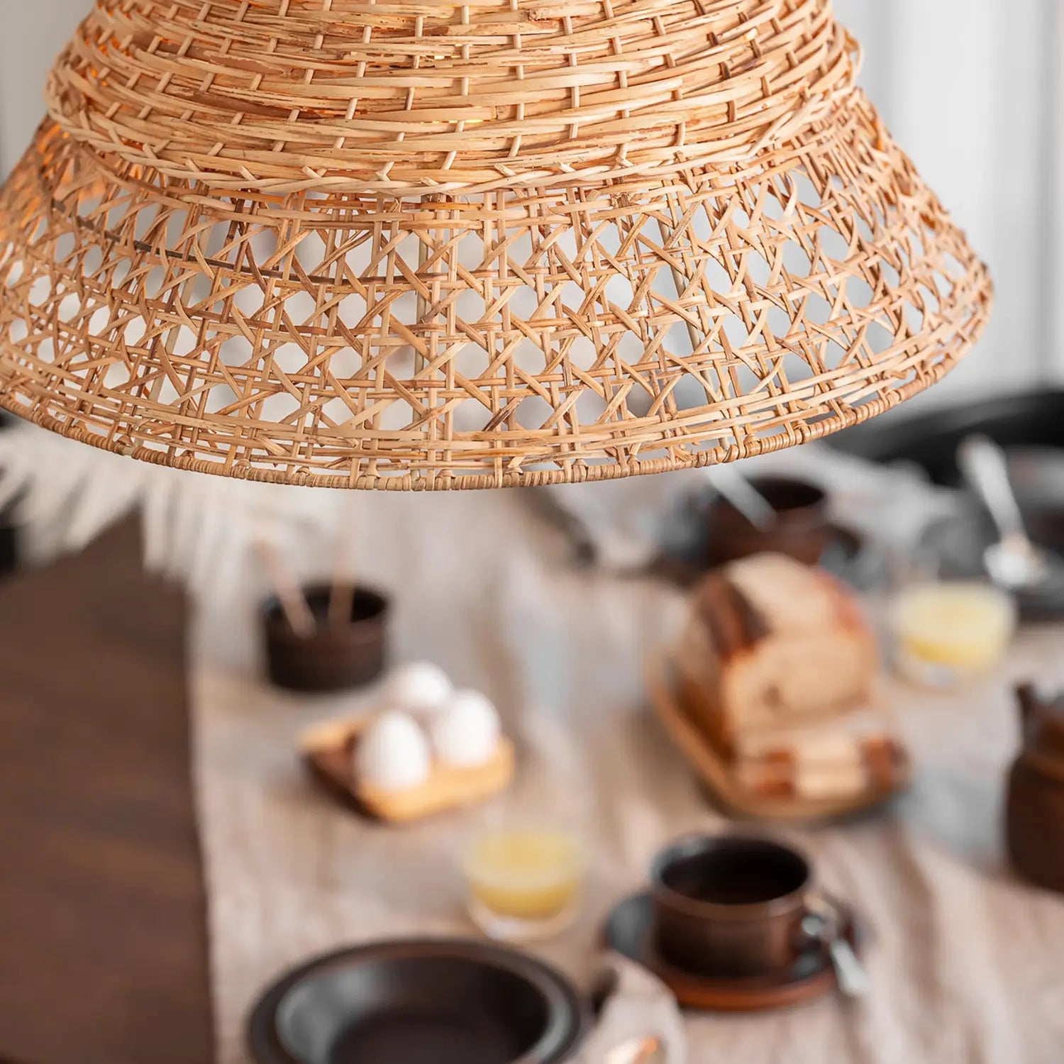 B-Ware Pr Home Pendelleuchte Hängeleuchte Rattan Holz Pune Leuchte Lampe E27 Led 50 Cm - 7330976117123