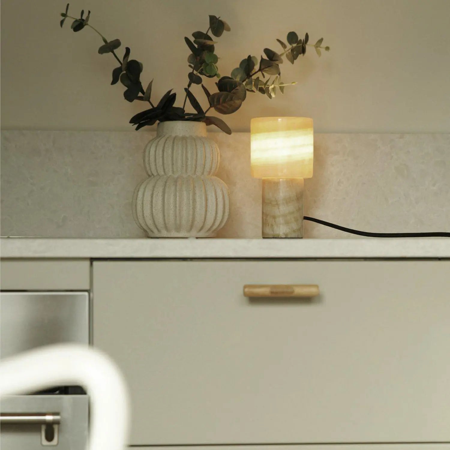 B-Ware Pr Home Tischleuchte Lampe Lucie Marmor Creme Leuchte H16cm G9 Schalter - 7330976144136