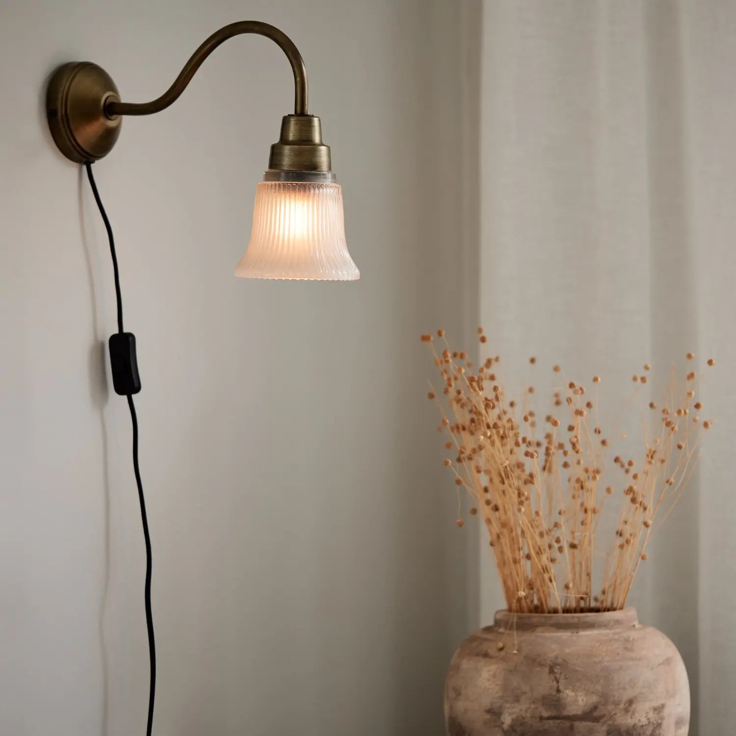 B-Ware Pr Home Wandleuchte Wandlampe Emmi Messing Patina Metall Glas Schalter Stecker - 7330976138463