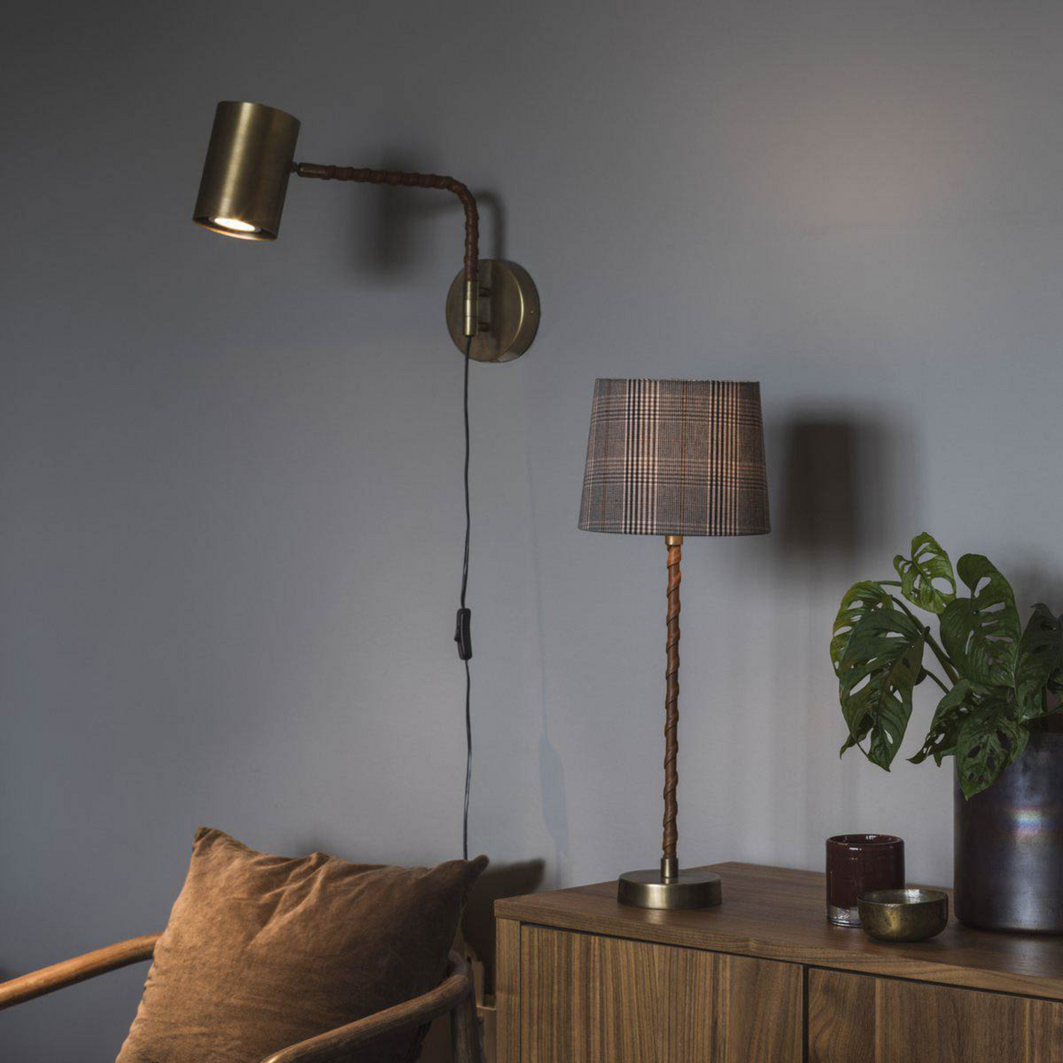 Pr Home Wandleuchte Wandlampe Nora Metall Messing Led Tiefe 38 Cm E27 Schalter B-Ware - 7330976108886