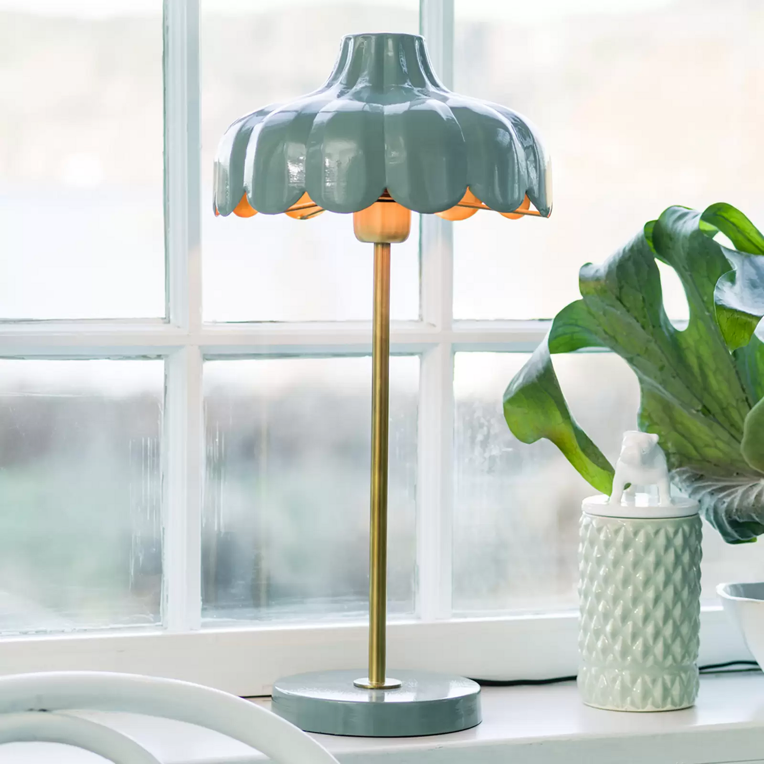 B-Ware Pr Home Wells Tischleuchte Aus Metall Grün/Gold Tischlampe Lampe Leuchte Licht - 7330976080151