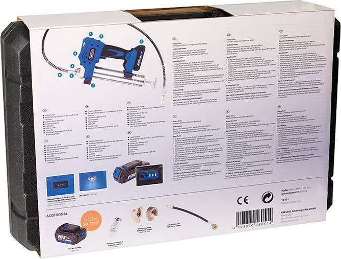 Pressol Akkufettpresse Professional 20 V/2,0 Ah F.400g Siehe Text/Foto B-Ware