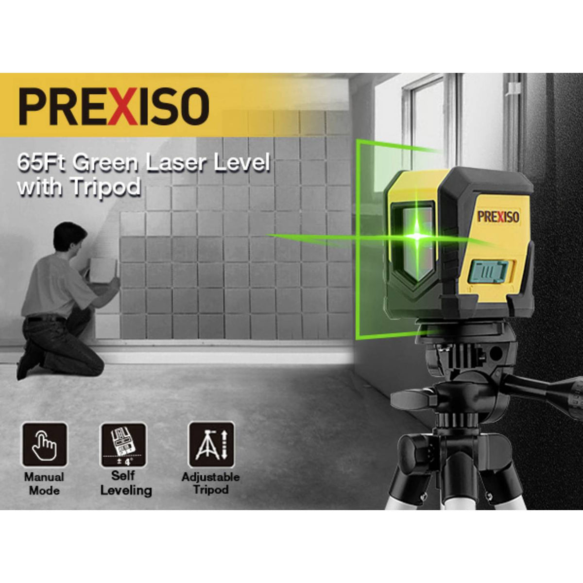 Prexiso Kreuzlinienlaser Linienlaser PLC10UGT Laser Messgerät Stativ Batterien - 0840128502495