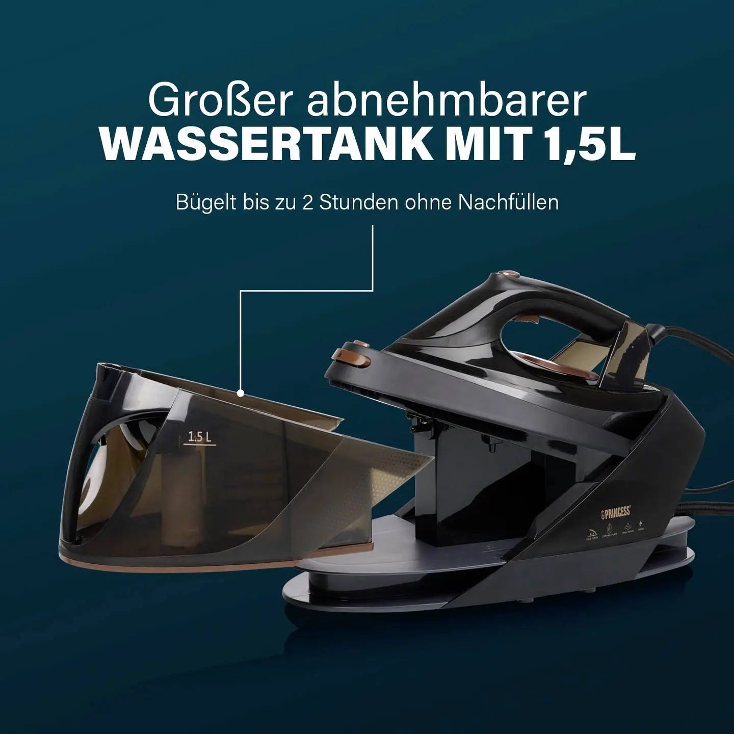 B-Ware Princess Dampfbügelstation Bügeleisen Station 3000 W Schwarz