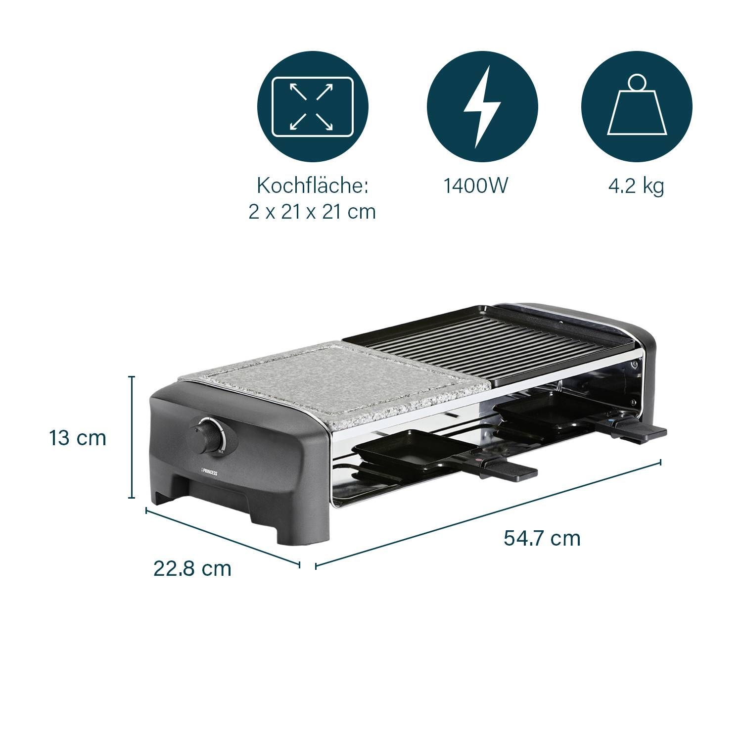 B-Ware Princess 162820 8 Pfännchen Raclette Pfännchenraclette Grillplatte - 8712836320765