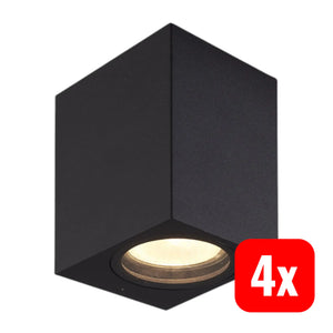 B-Ware Prios Außenwandleuchte Wandlampe Led Schwarz Eckig 10 Cm Lampe Spot 4 Stück