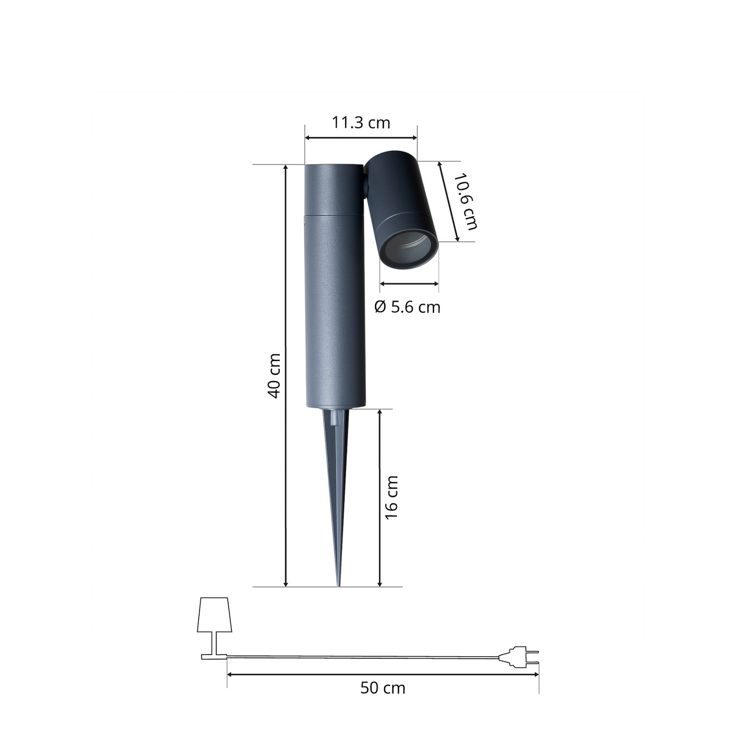 Prios Erdspießstrahler Tulimar Gartenstrahler Beleuchtung H40cm Anthrazit Gu10 B-Ware - 4251911747638