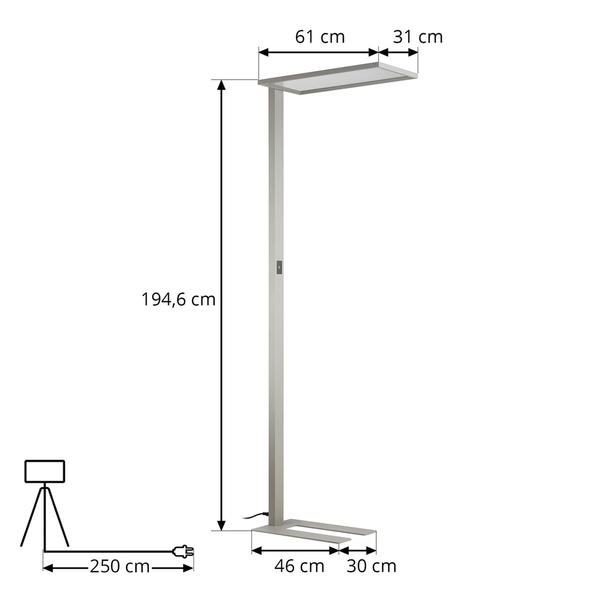 Prios LED-Stehleuchte Standlampe Taronis 195 cm Touchdimmer Universalweiß Silber - 4251911755534
