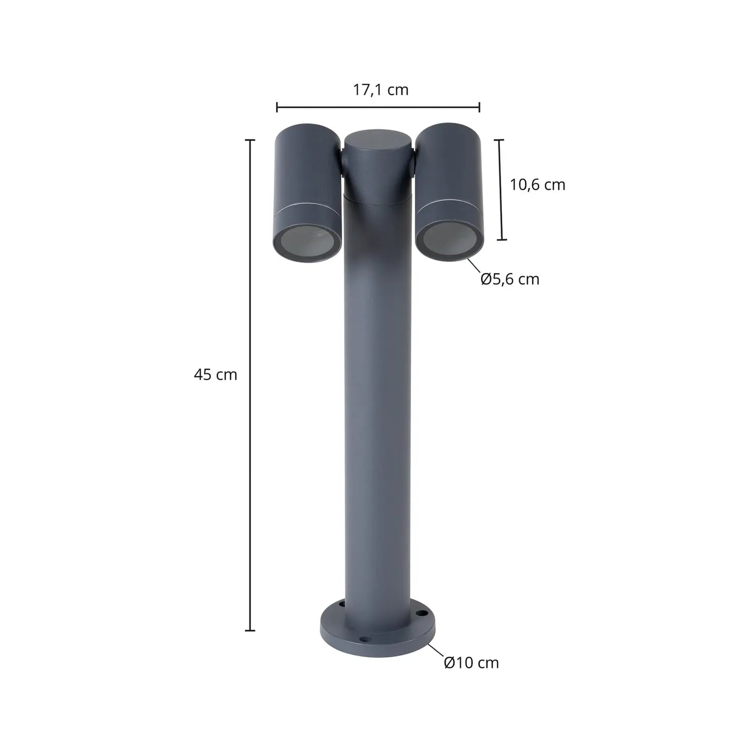 B-Ware Prios Sockelleuchte Wegeleuchte Tulimar Aluminium Anthrazit 45 Cm Zweiflammig - 4251911747652