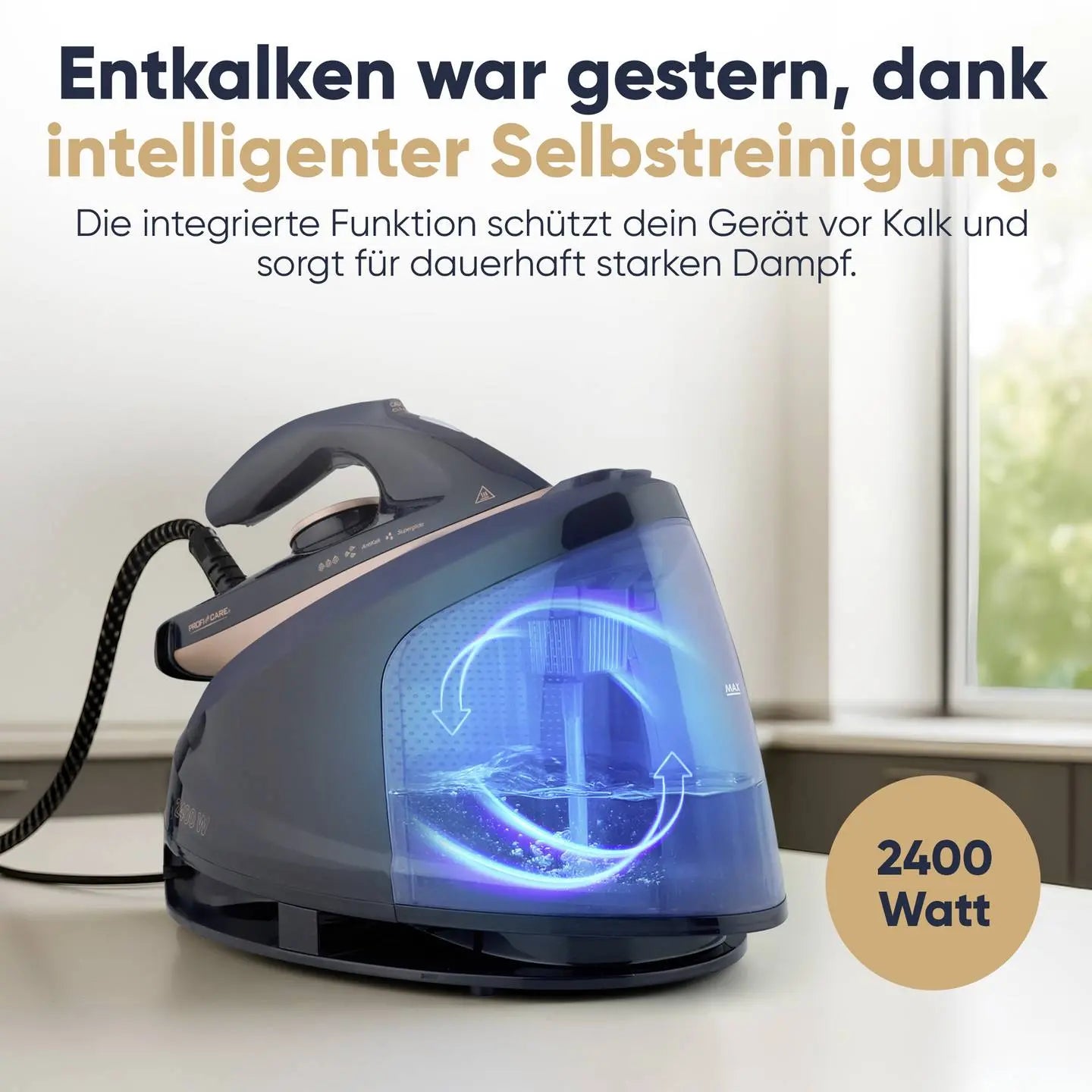 B-Ware Profi Care Dampfbügelstation Bügeleisen Pc Dbs 3127 Blau Rose 2400 W 1.2l - 4006160312706