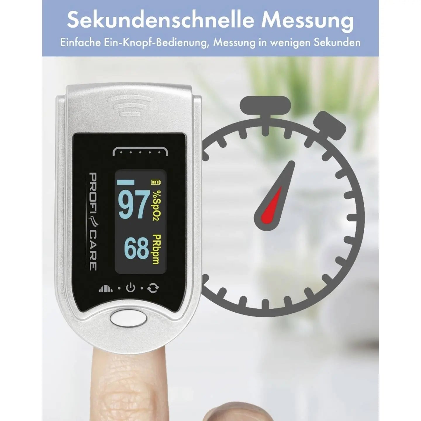 B-Ware Profi Care Pulsoximeter Blutsauerstoffmessgerät Fingerclip Puls Sauerstoffmessung - 4006160310405