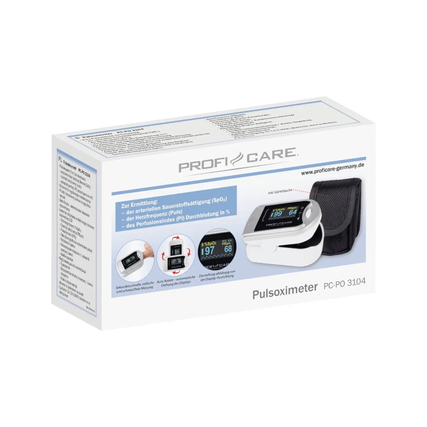 B-Ware Profi Care Pulsoximeter Blutsauerstoffmessgerät Fingerclip Puls Sauerstoffmessung - 4006160310405