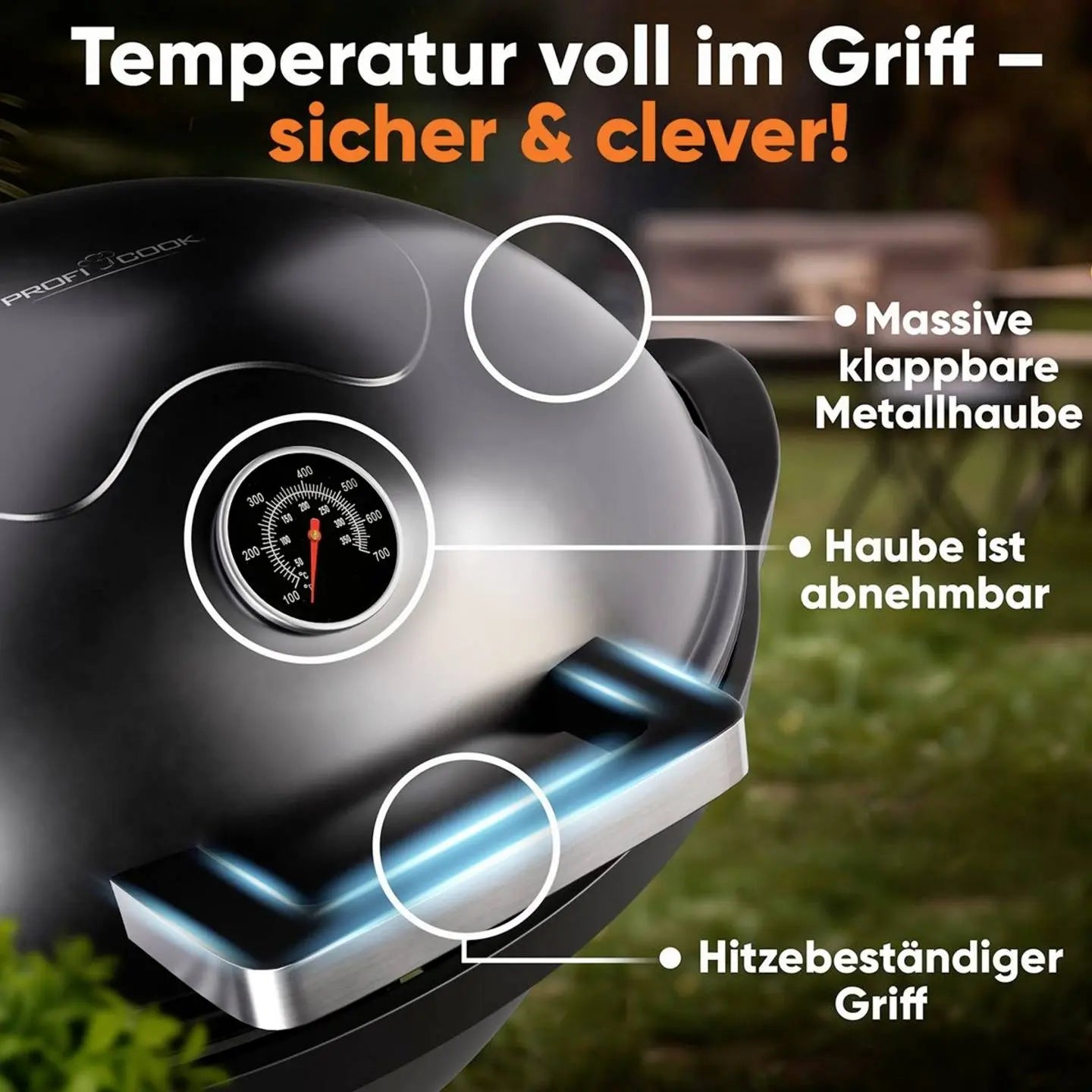 B-Ware Profi Cook Standgrill Elektrogrill Grillgerät Pc Bqs 1303 Schwarz Thermometer  - 4006160013030