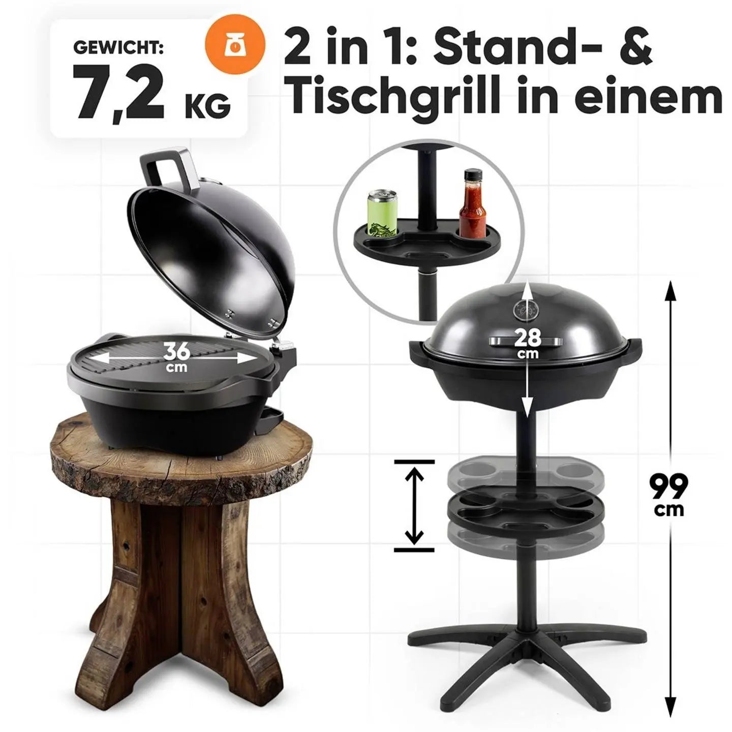 B-Ware Profi Cook Standgrill Elektrogrill Grillgerät Pc Bqs 1303 Schwarz Thermometer  - 4006160013030