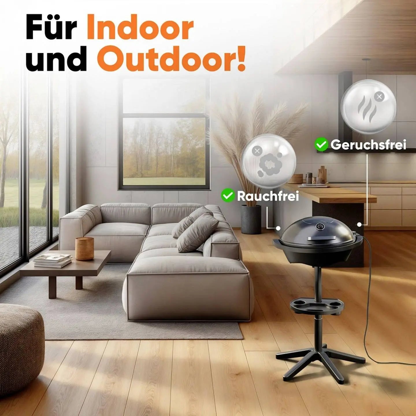 B-Ware Profi Cook Standgrill Elektrogrill Grillgerät Pc Bqs 1303 Schwarz Thermometer  - 4006160013030