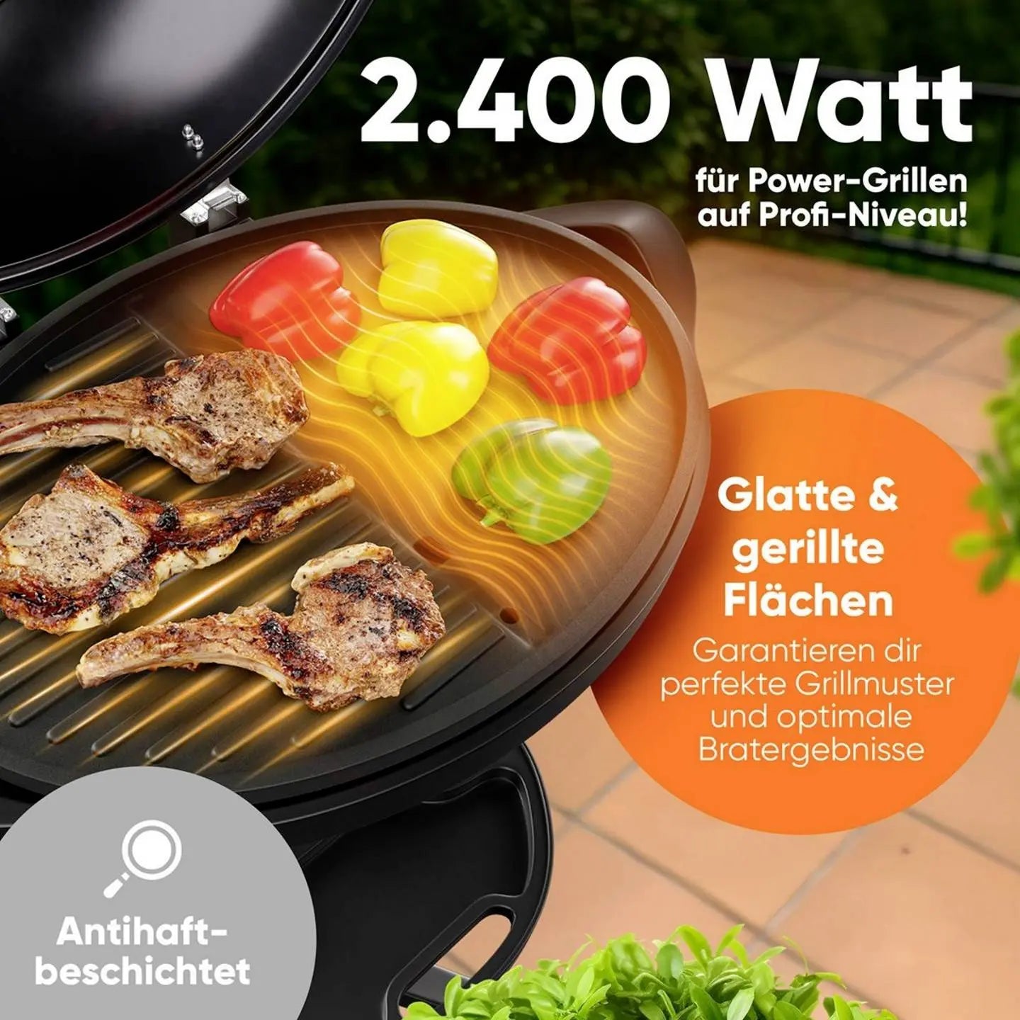 B-Ware Profi Cook Standgrill Elektrogrill Grillgerät Pc Bqs 1303 Schwarz Thermometer  - 4006160013030