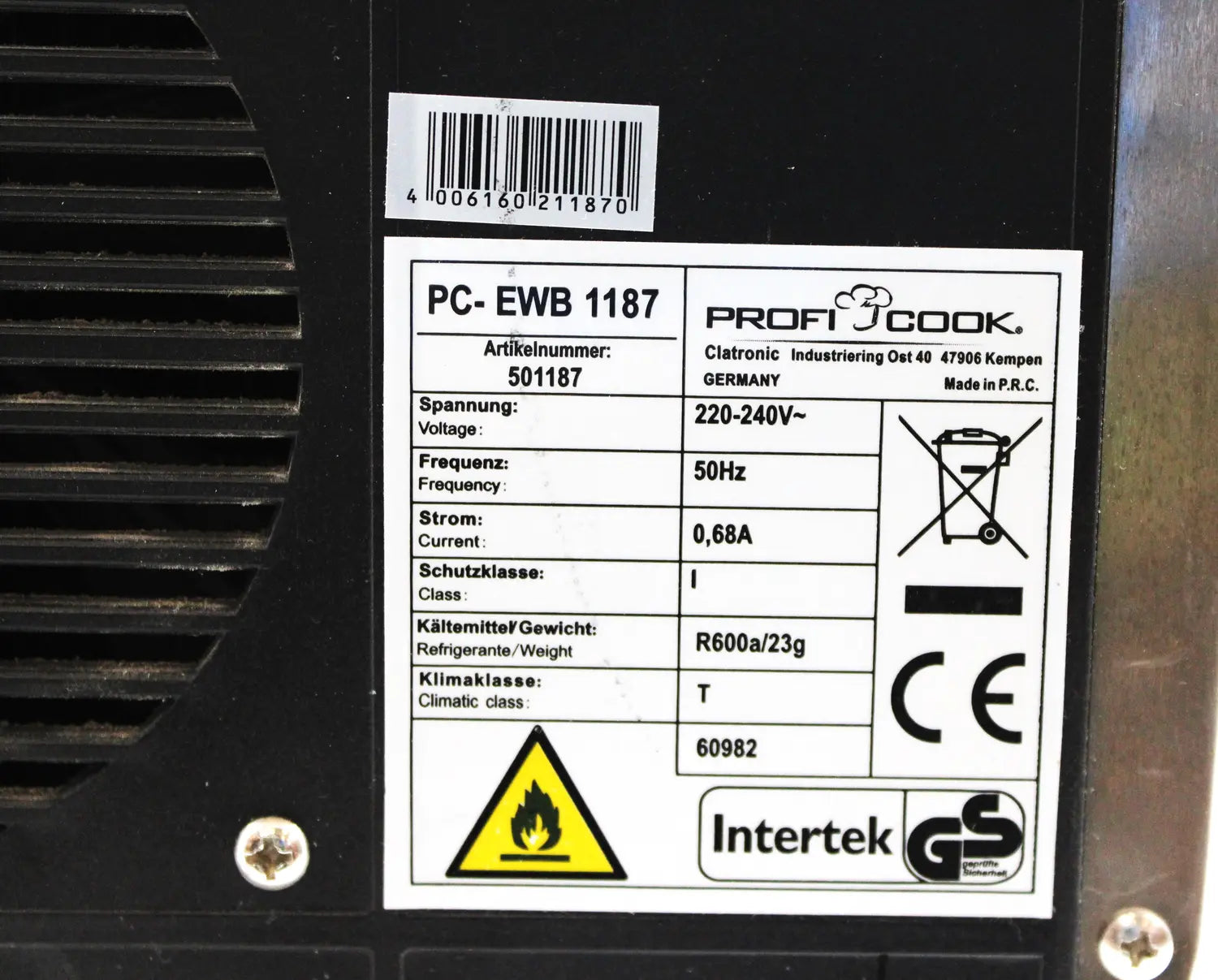 B-Ware Profi Cook Pc Ewb 1187 Eiswürfelbereiter 1.7 L Eiscrusher 160 W Siehe Text/Foto - 4006160211870