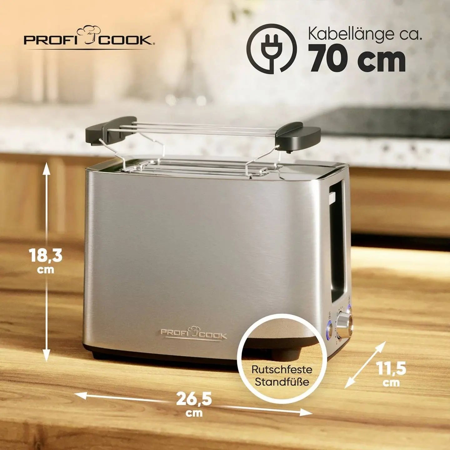 B-Ware Profi Cook Toaster Brotröster Edelstahl 2 Fächer Brötchenaufsatz Pc Ta 1279  - 4006160012798