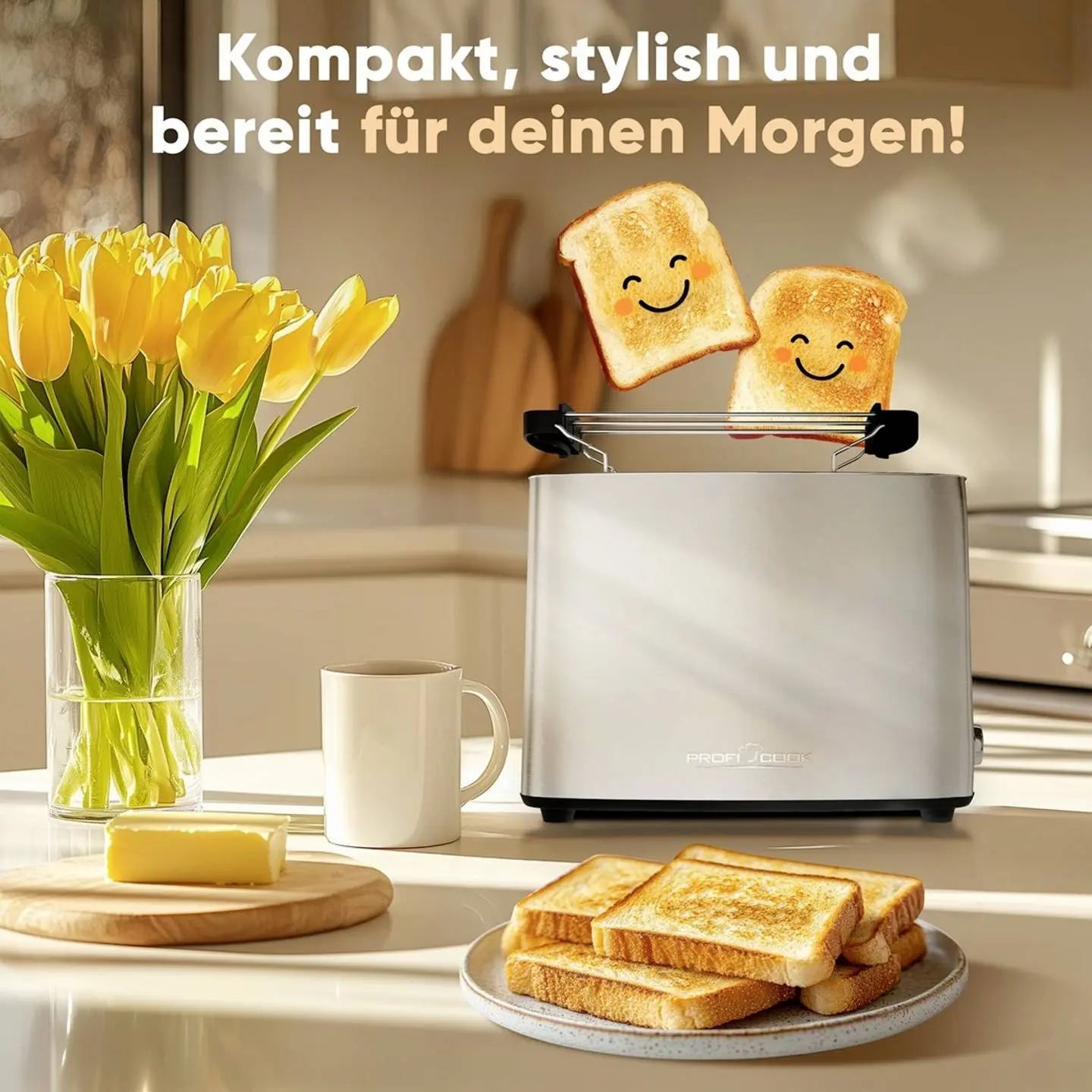 B-Ware Profi Cook Toaster Brotröster Edelstahl 2 Fächer Brötchenaufsatz Pc Ta 1279  - 4006160012798