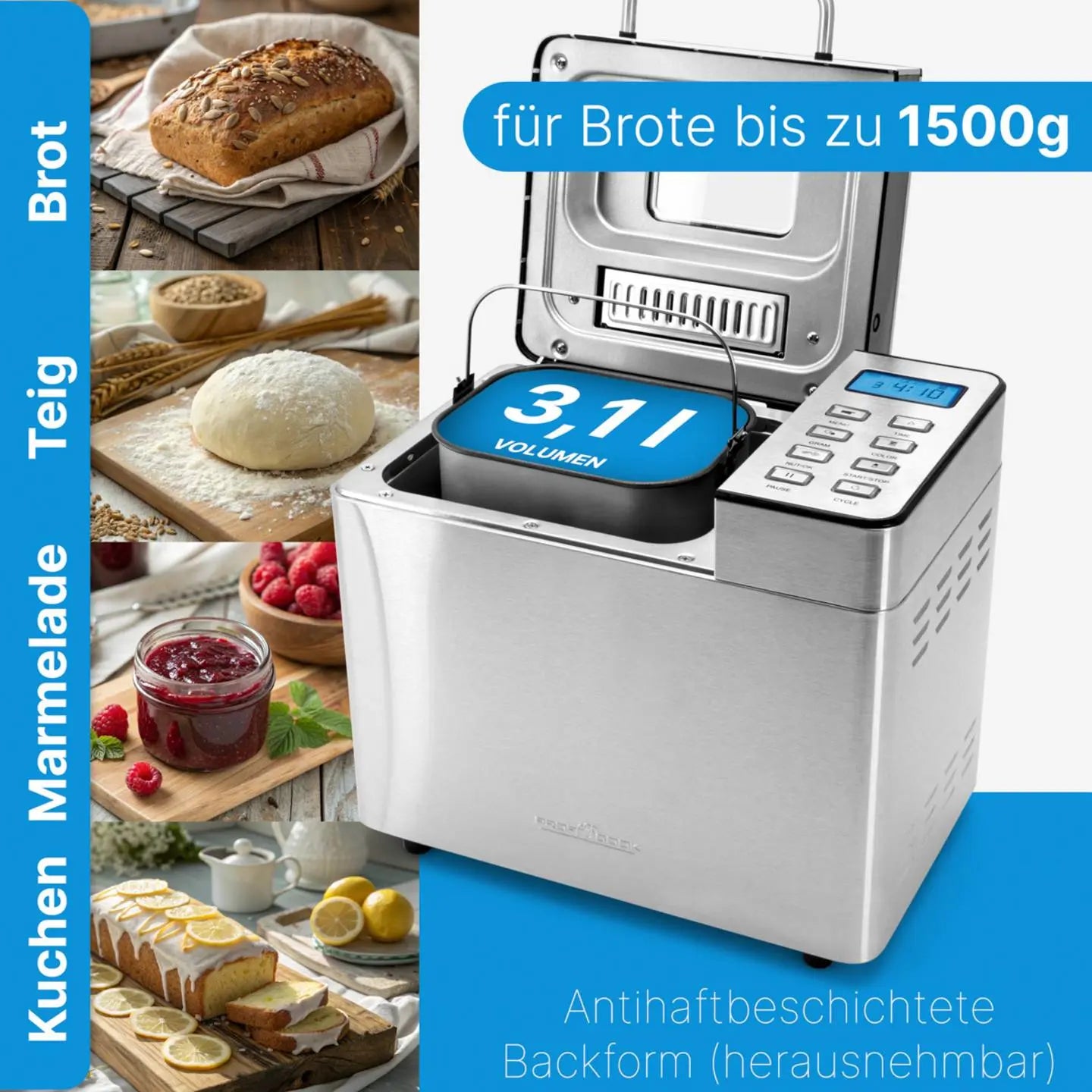 B-Ware Profi Cook Brotbackautomat Brotmaschine Edelstahl Zutatenspender Vollautomatisch - 4006160312829