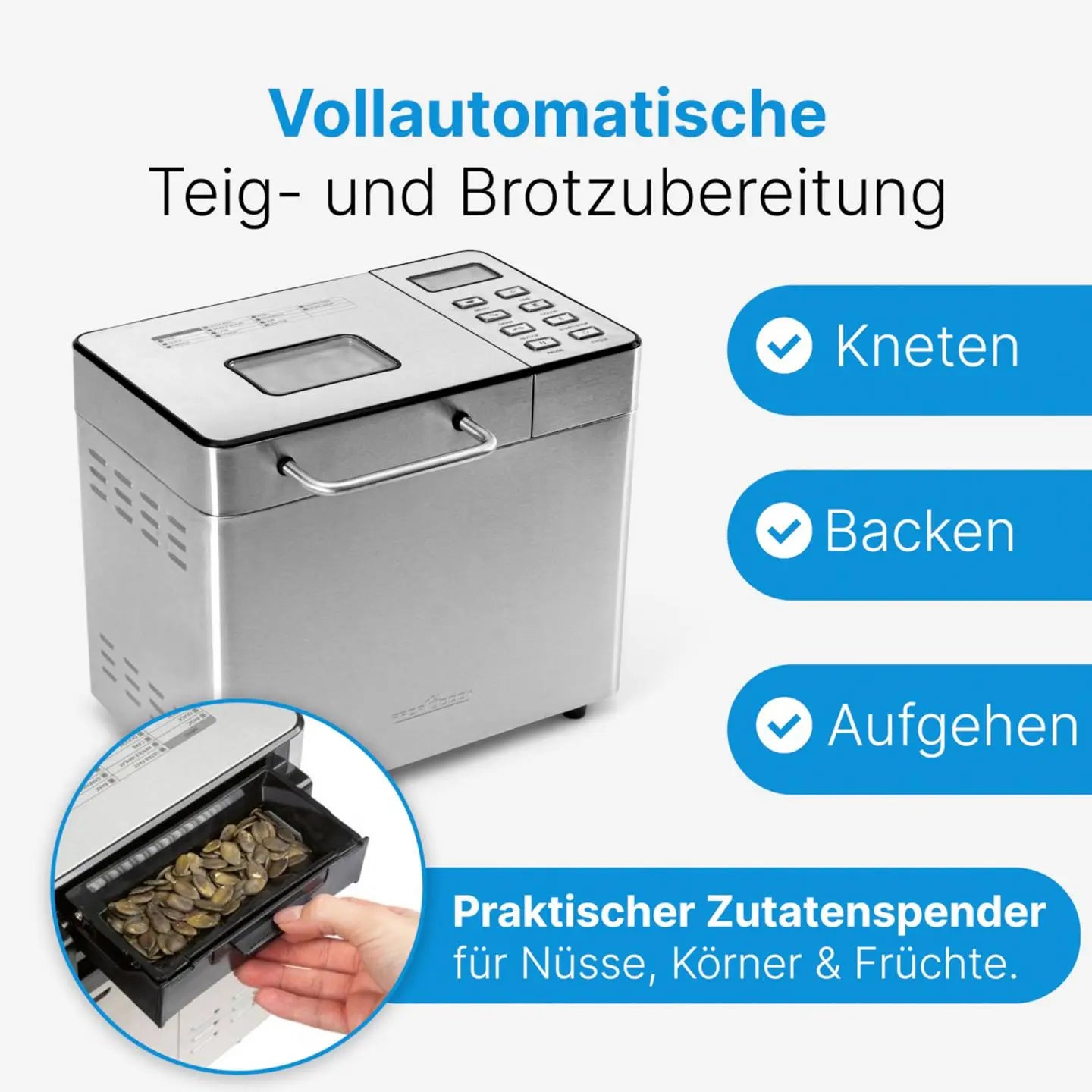 B-Ware Profi Cook Brotbackautomat Brotmaschine Edelstahl Zutatenspender Vollautomatisch - 4006160312829