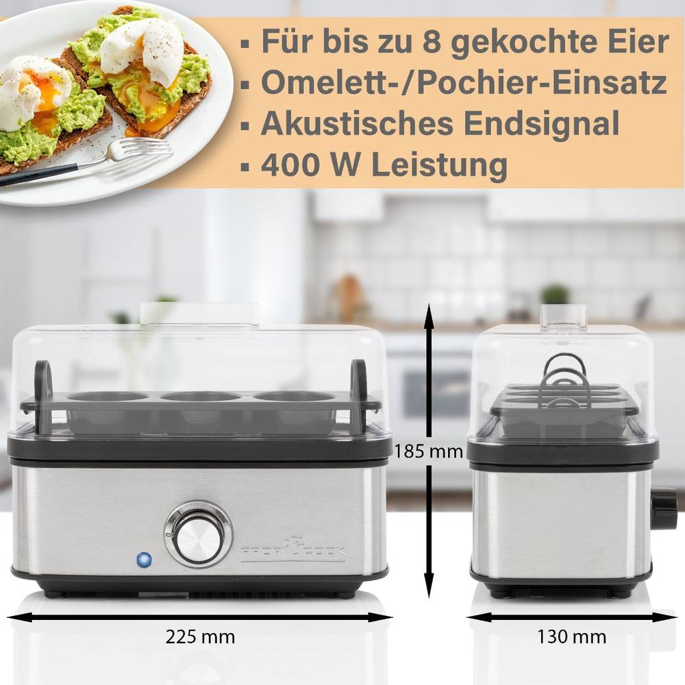 ProfiCook Eierkocher Eierbereiter Omelett Pochierer Einsatz 8Eier Edelstahl - 4006160112757