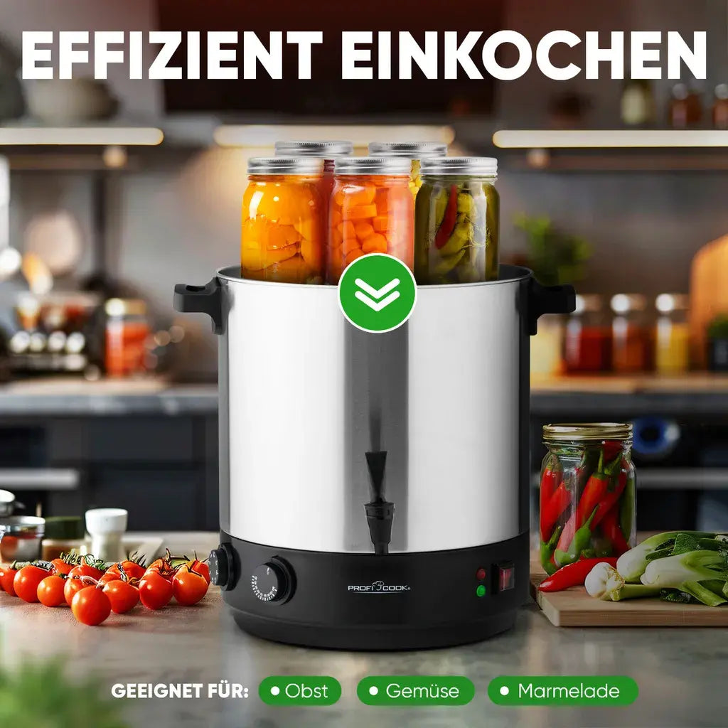D-Ware Profi Cook Einkochautomat Einkocher Schwarz Edelstahl 32 L Timer Defektware - 4006160212839