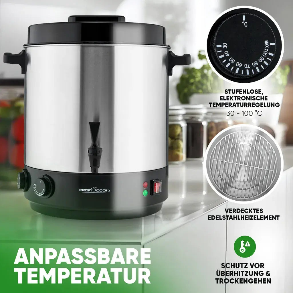 D-Ware Profi Cook Einkochautomat Einkocher Schwarz Edelstahl 32 L Timer Defektware - 4006160212839