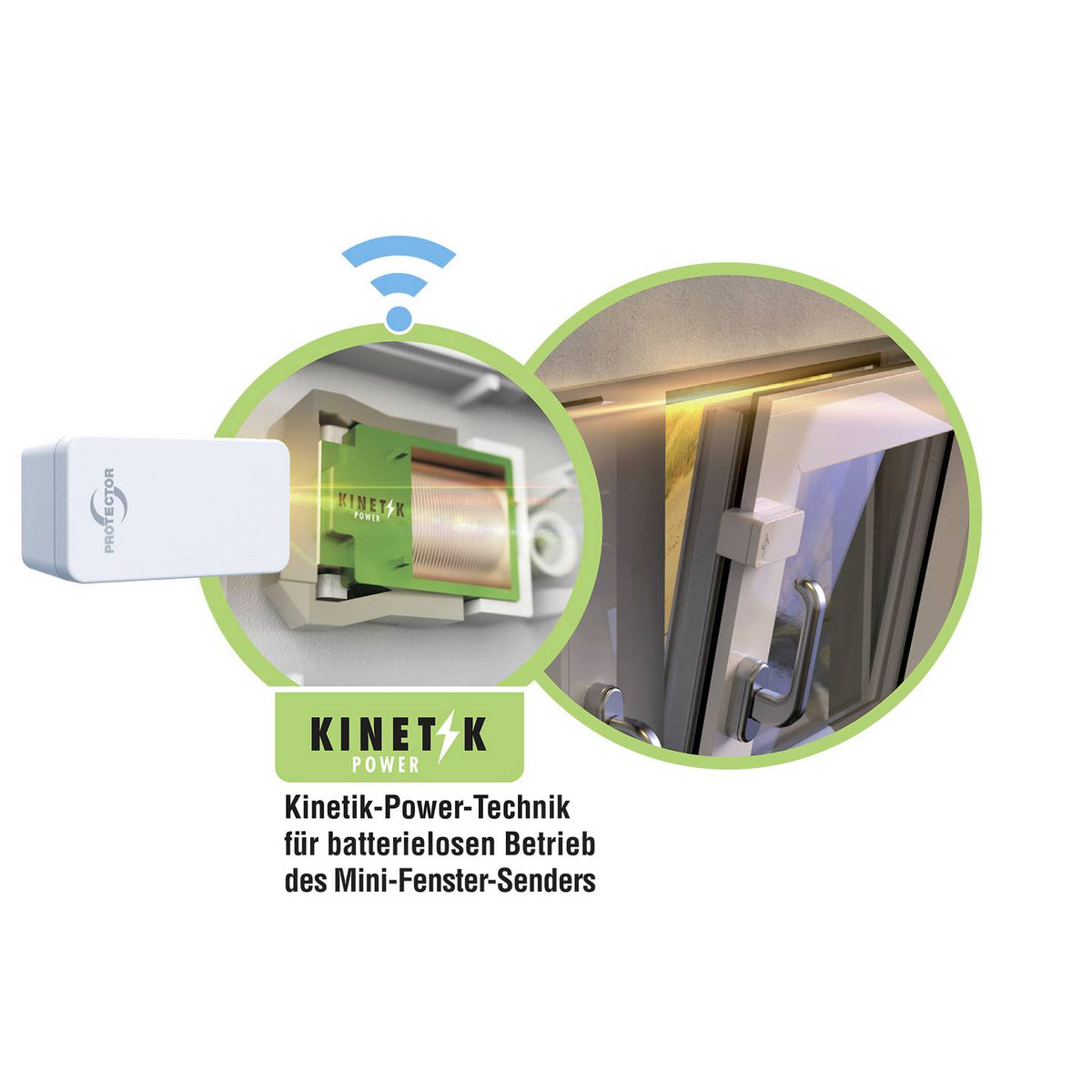 Protector Funk Abluftsteuerung Fensterkontaktschalter ASK 5020 Weiß batterielos - 4260070563003