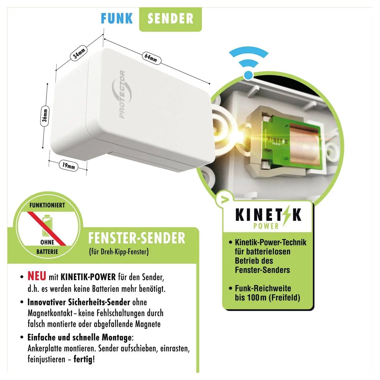 B-Ware Protector Funk Abluftsteuerung Fenstersteuerung Ask 6020 Kinetik Power Empfänger - 4260070563065