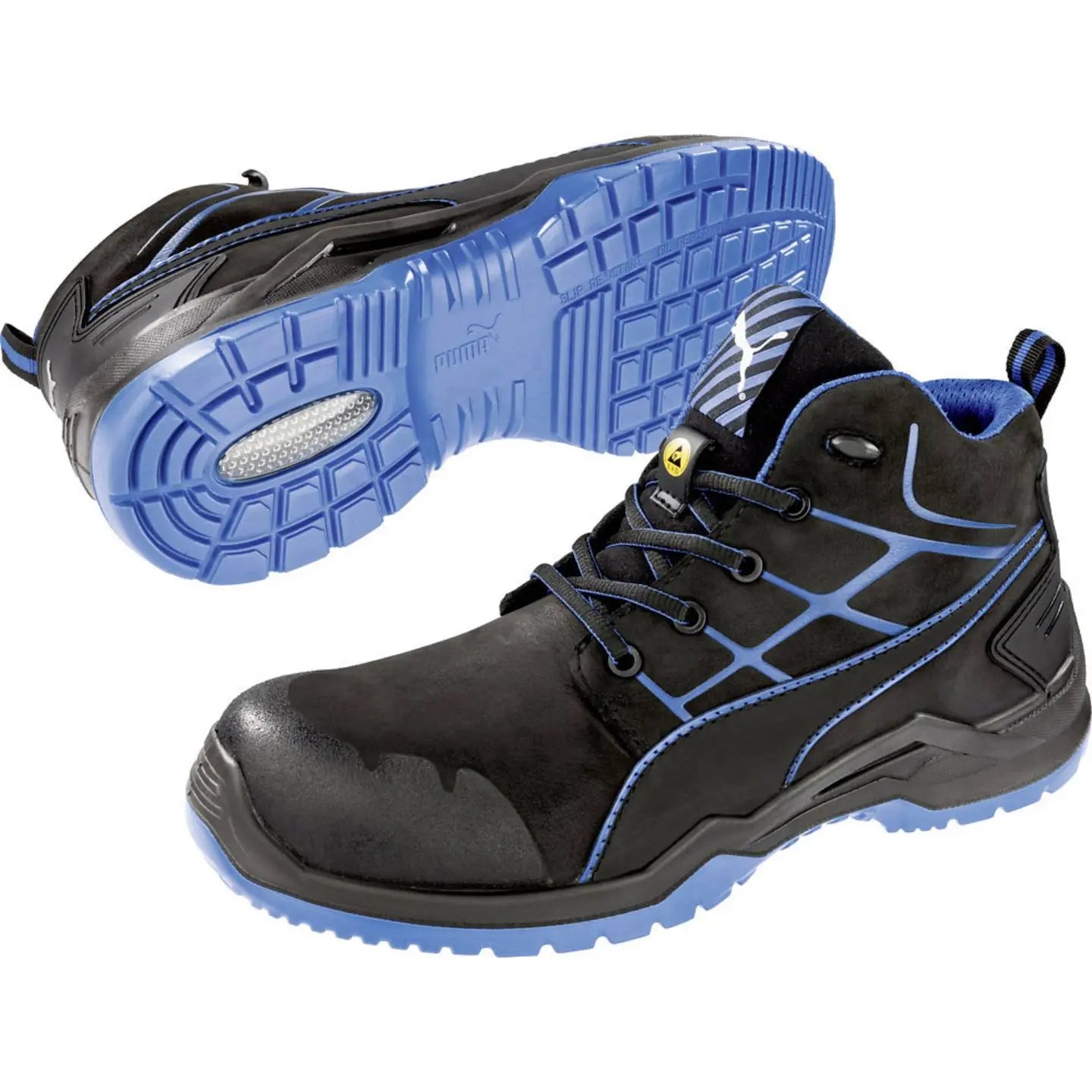B-Ware Puma Sicherheitsstiefel Arbeitsschuh Krypton Blue Mid S3 Esd Gr. 43 Schwarz Blau - 4051428057035