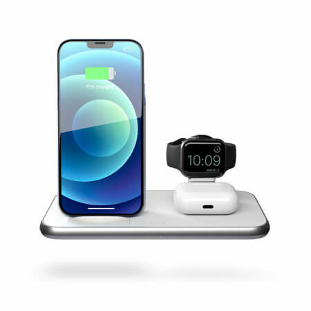 B-Ware Zens Aluminium Series 4 In 1 Stand Watch 45 W Ladegerät Netzteil 2x 10 W Qi Weiß   - 6426013661627
