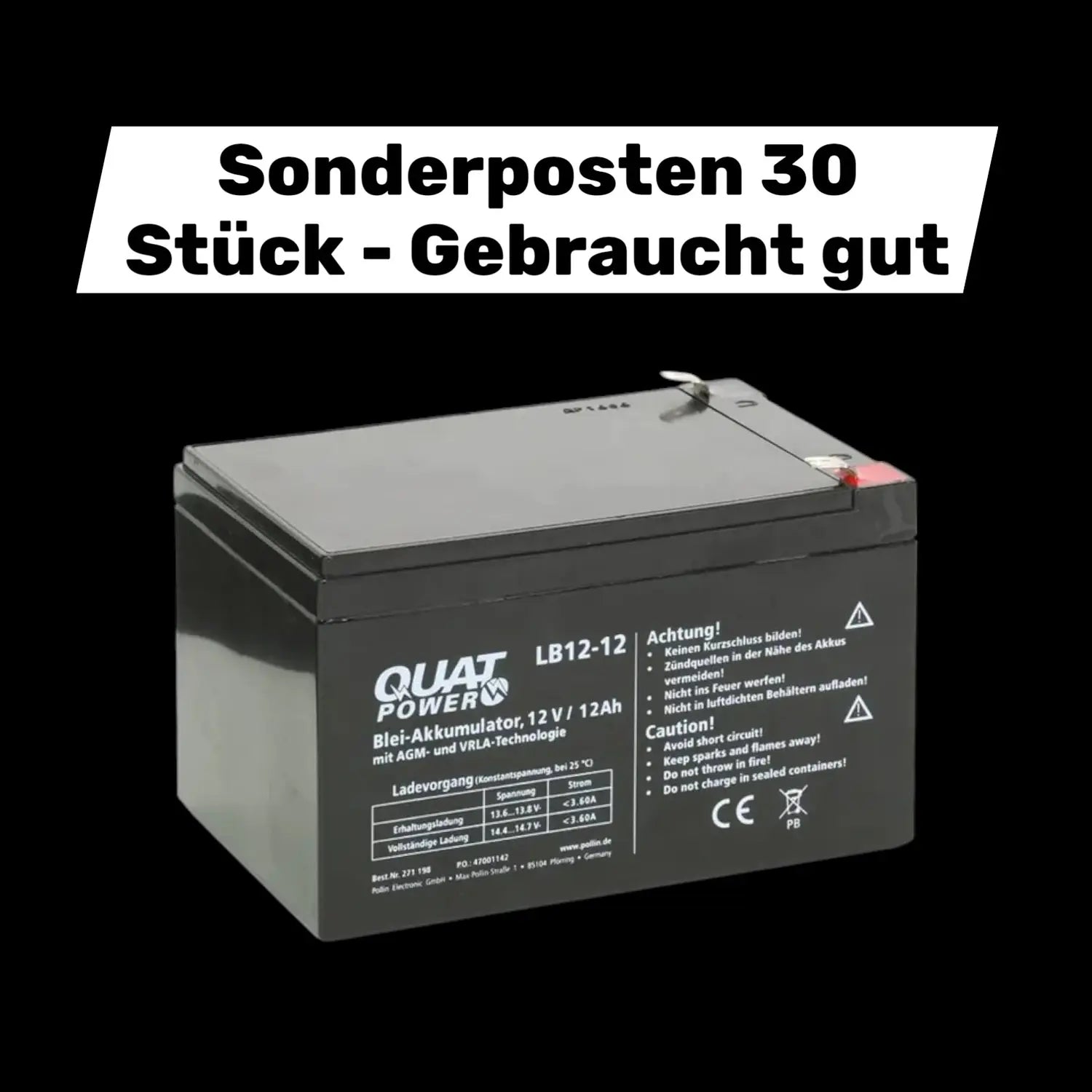 B-Ware Quatpower Blei Akkumulator Batterie Lb12 12 12 V 12 Ah Energiespeicher 30 Stück - 4049702035459