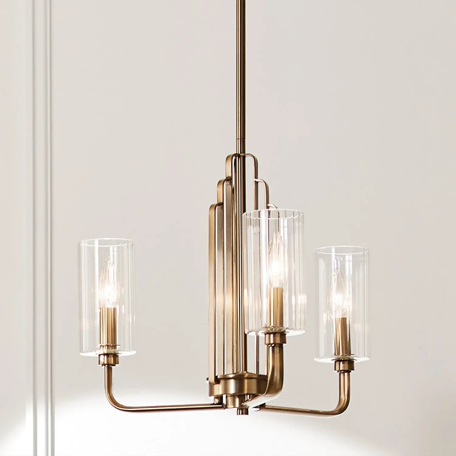 B-Ware Quintiesse Hängeleuchte Kimrose Pendelleuchte Lampe Messing Gebürstet Glas 3 Flg - 5024005716013