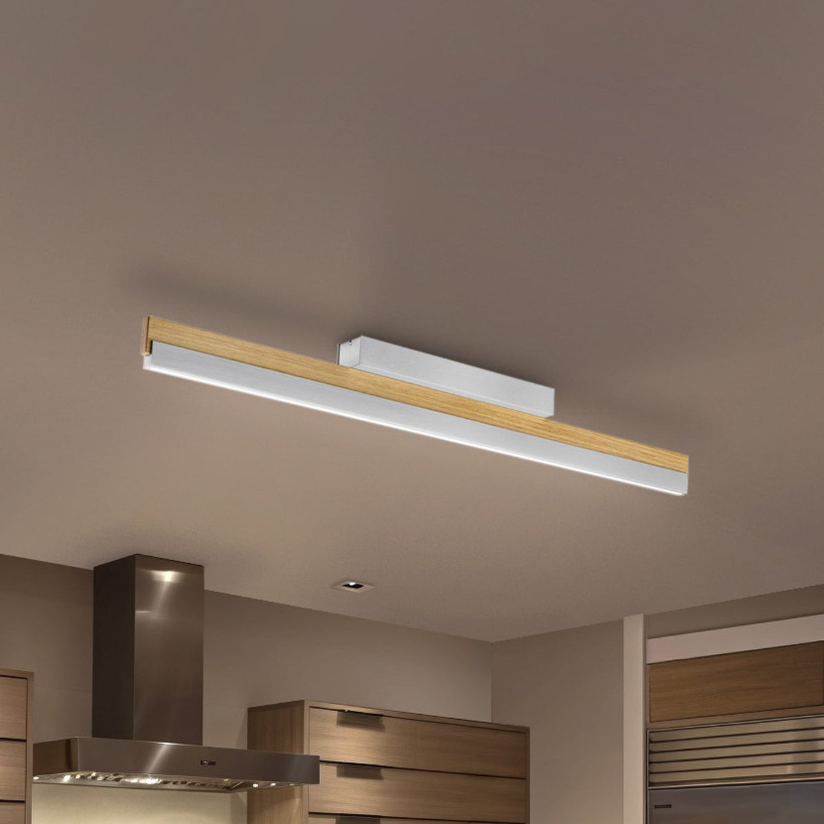 Quitani Deckenleuchte Deckenlampe LED Keijo Eiche Nickel Matt Holz Lampe Wohnzim - 4251911762129