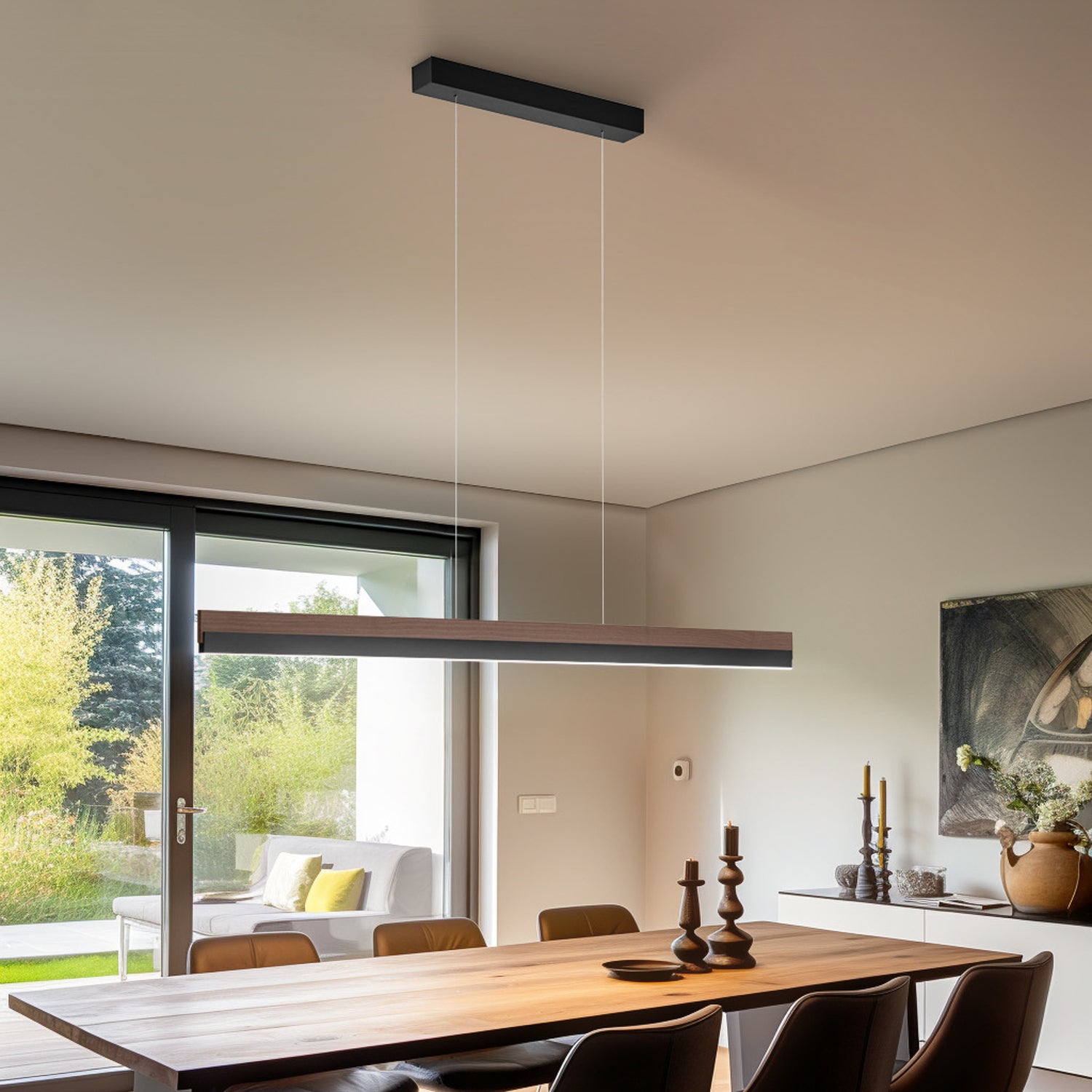 B-Ware Quitani Hängelampe Pendelleuchte Led Leuchte Keijo Nussbaum Schwarz 123 Cm Lampe - 4251911762204