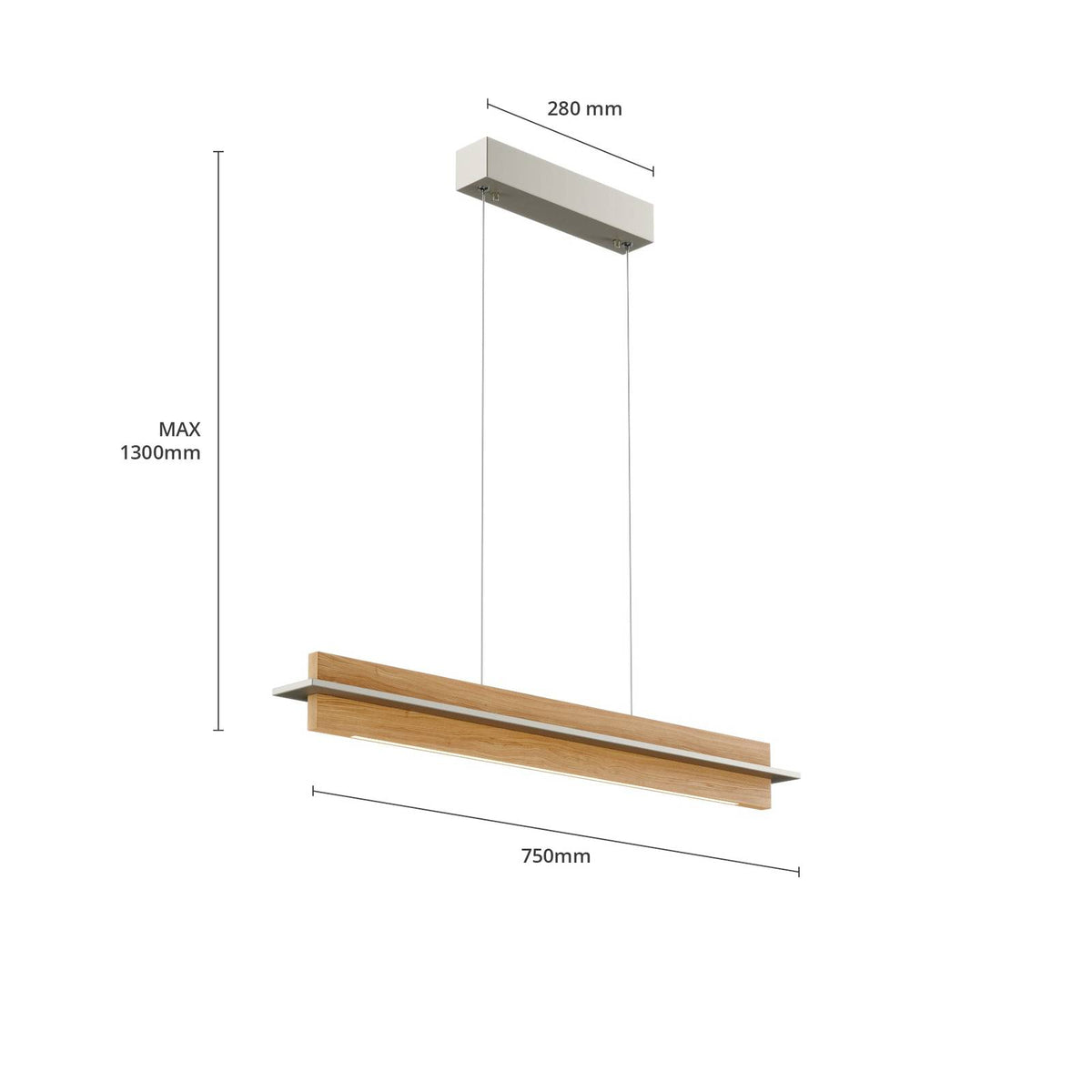 Rothfels Pendelleuchte Hängelampe LED Eiche Nickel Lexa warmweiß dimmbar 78 cm - 4251096570359