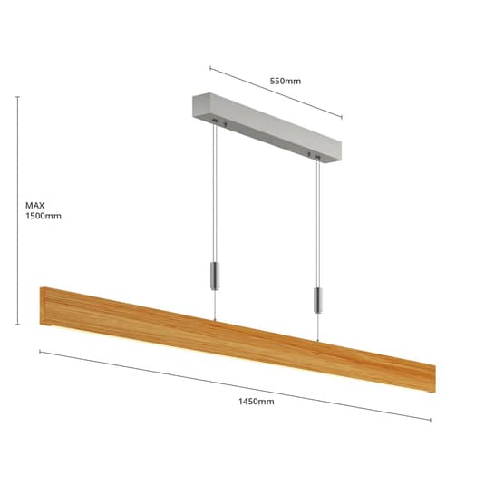 B-Ware Rothfels Led Pendelleuchte Pendelleuchte Lampe Leuchte Lise Eiche Natur 158 Cm - 4251096557183