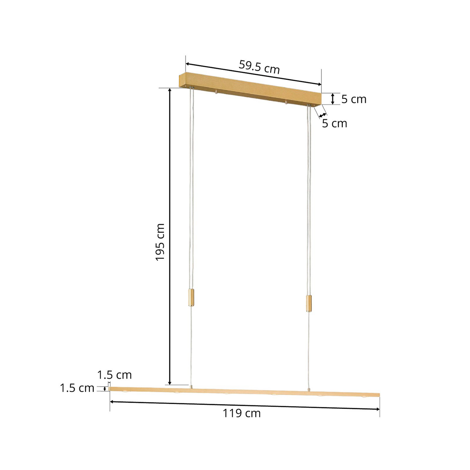 B-Ware Rothfels Led Pendelleuchte Tolu Messing 119 Cm Lichtquelle Warmweiß Dimmbar Led - 4251096567700