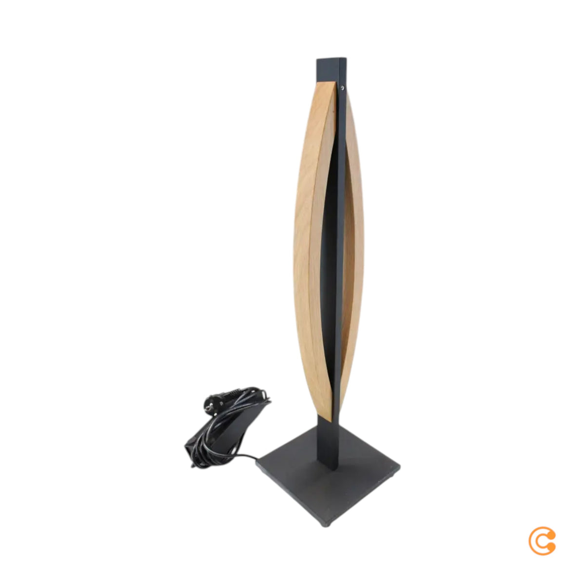 Quitani Tischleuchte Tischlampe LED Kiera Eiche Schwarz Aluminium Wohnzimmer595 - 4251911769159