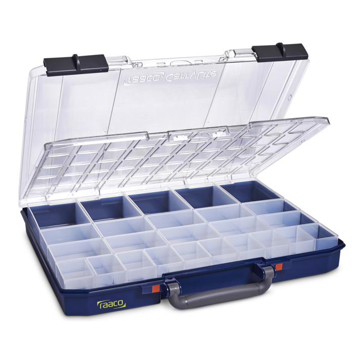 B-Ware Raaco Carry Lite 55 Sortimentskoffer Aufbewahrungsbox Einsatzbox Blau 25 Einsätze