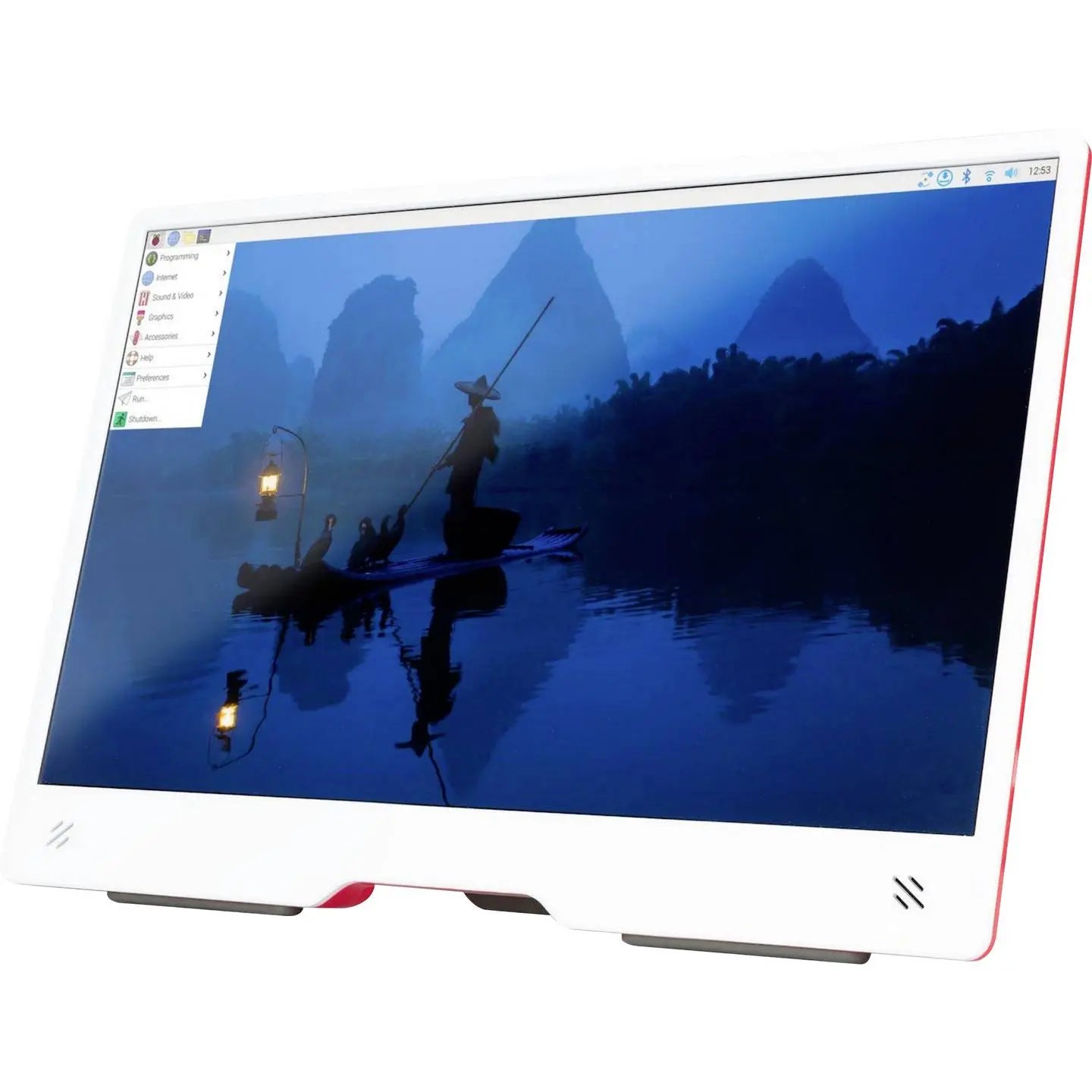 B-Ware Raspberry Monitor Bildschirm 15,6 Zoll Monitor Rot/Weiss Gaming Monitor