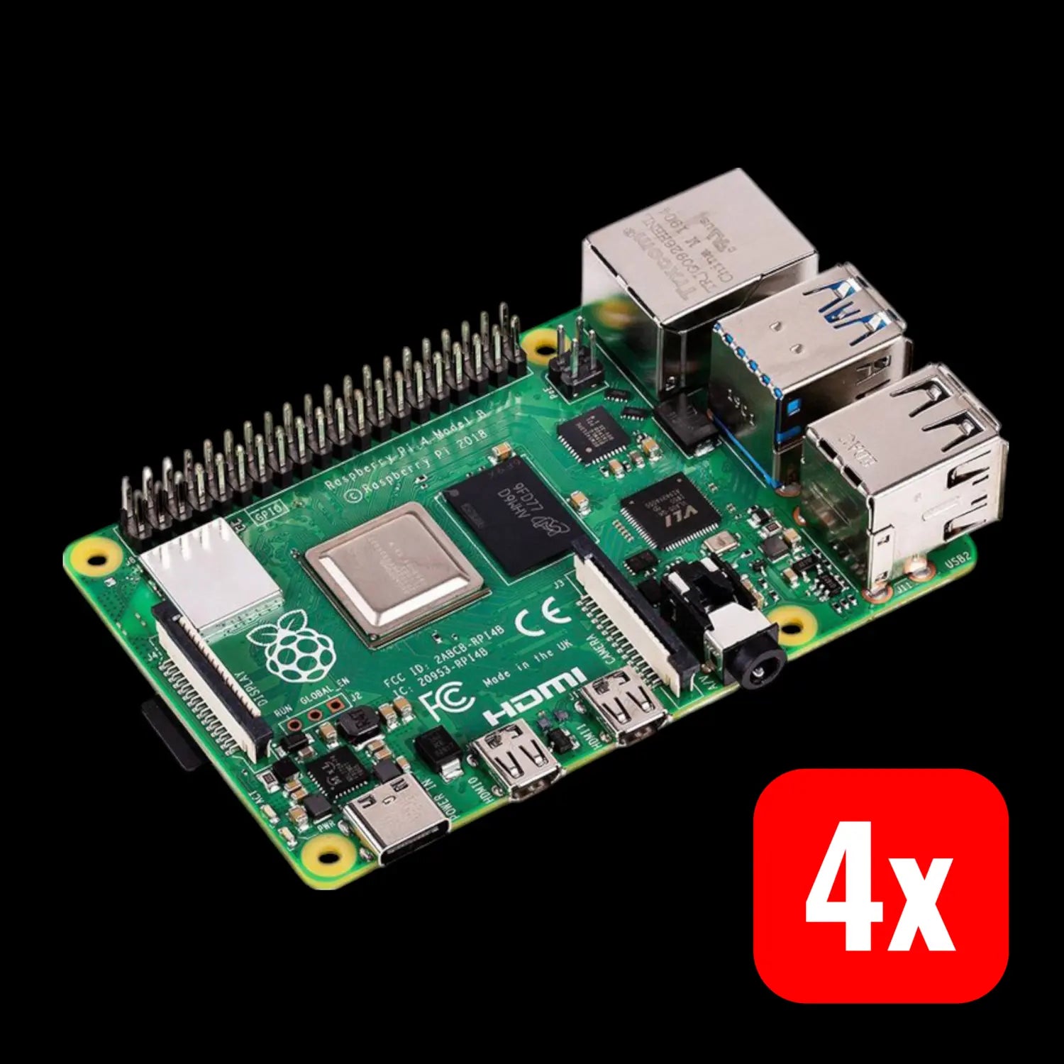 B-Ware Raspberry Pi Rechner System 4 Modell B 1 Gb Ram Gigabit Lan Usb C 4 K Hdmi 4 Stück - 5056561800325