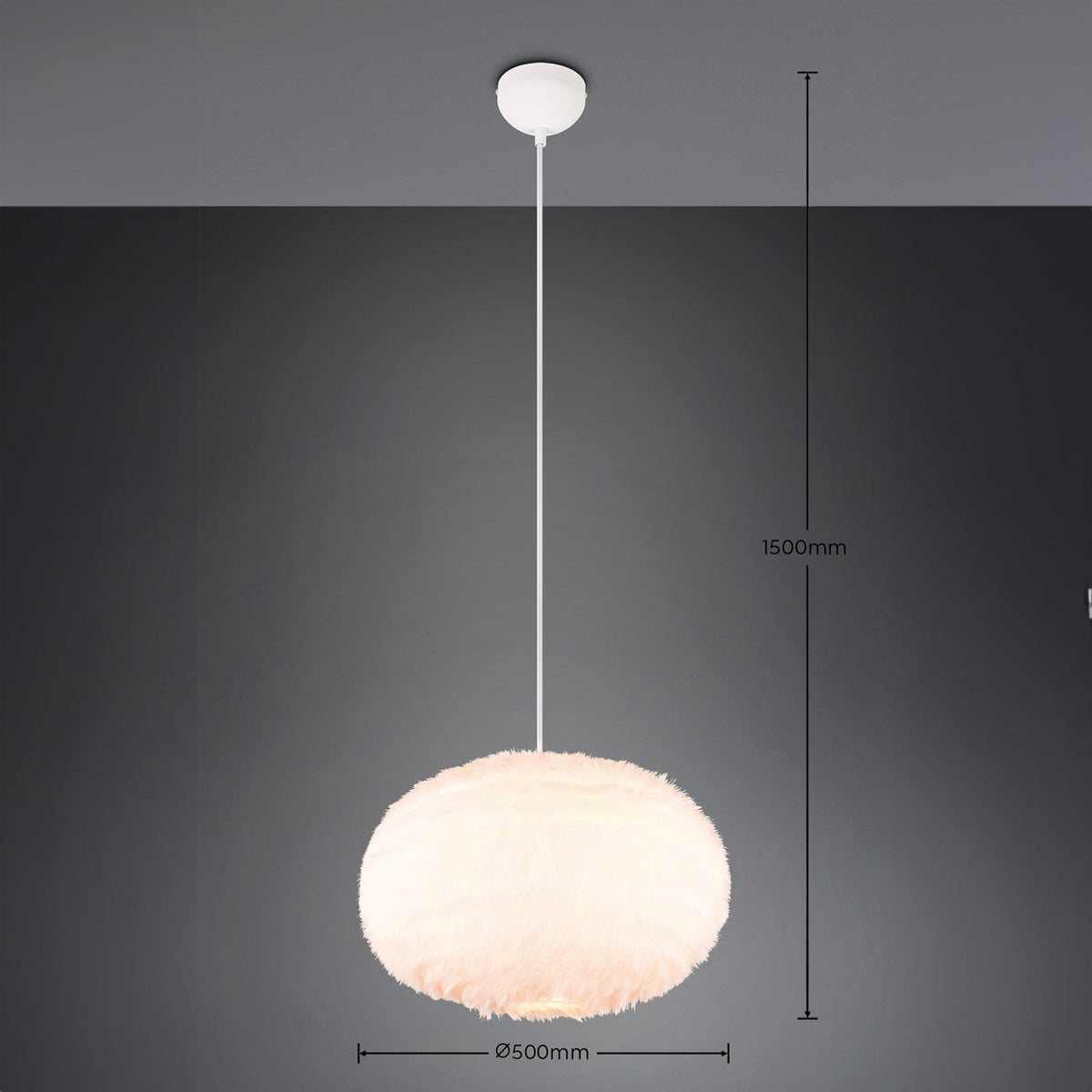 reality Hängeleuchte Pendelleuchte Furry sandfarbe Plüsch Ø 50 cm E27 LED Lampe - 4017807600117