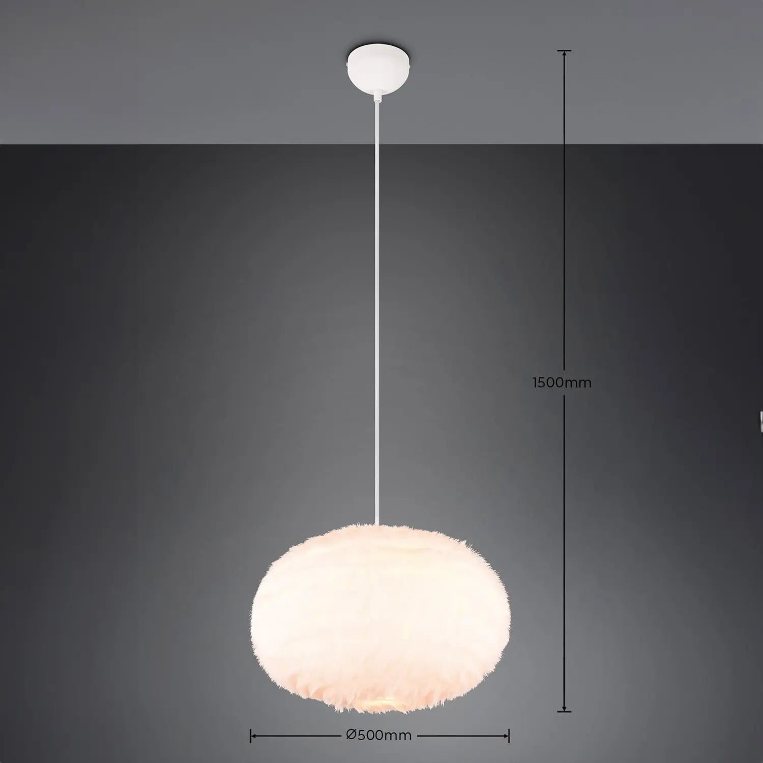 B-Ware Reality Hängeleuchte Pendelleuchte Furry Sandfarbe Plüsch ø 50 Cm E27 Led Lampe - 4017807600117