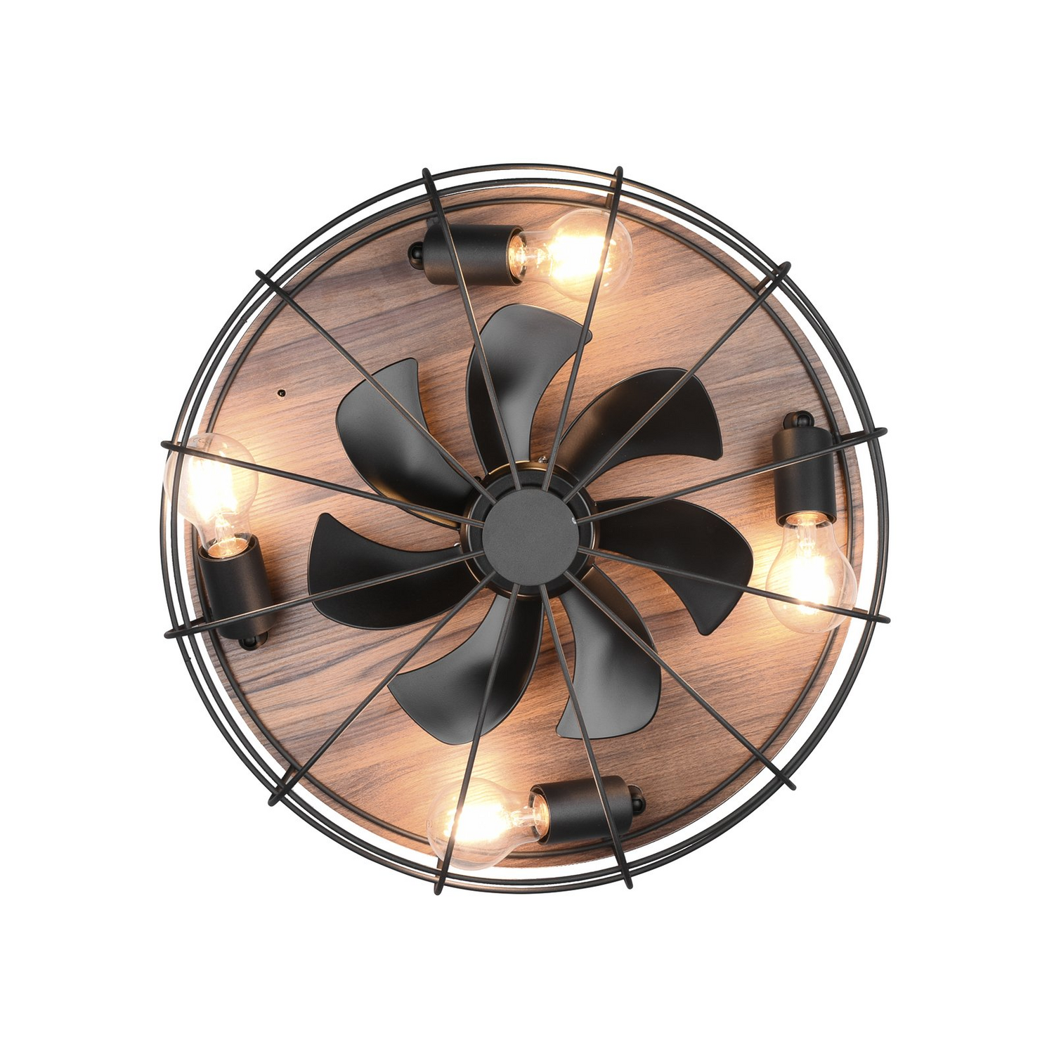 B-Ware Reality Leuchten Deckenventilator Ventilator Trondheim E27 Remote Holz Schwarz