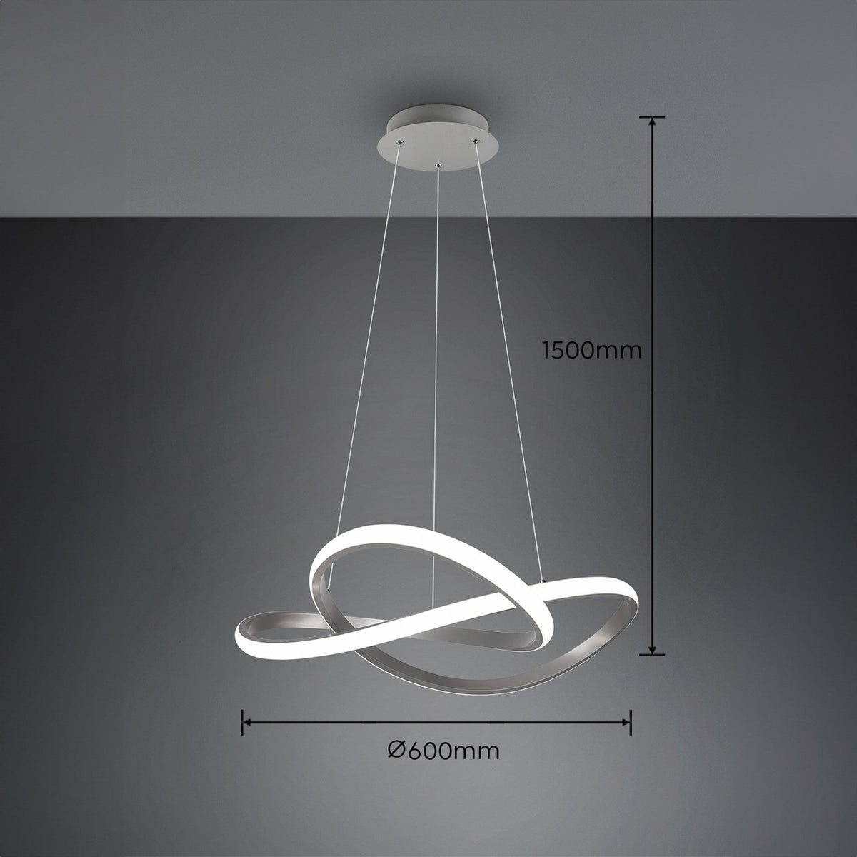 Reality Leuchten LED Hängelampe Pendelleuchte Lampe nickel matt Eisen 60 cm - 4017807521504